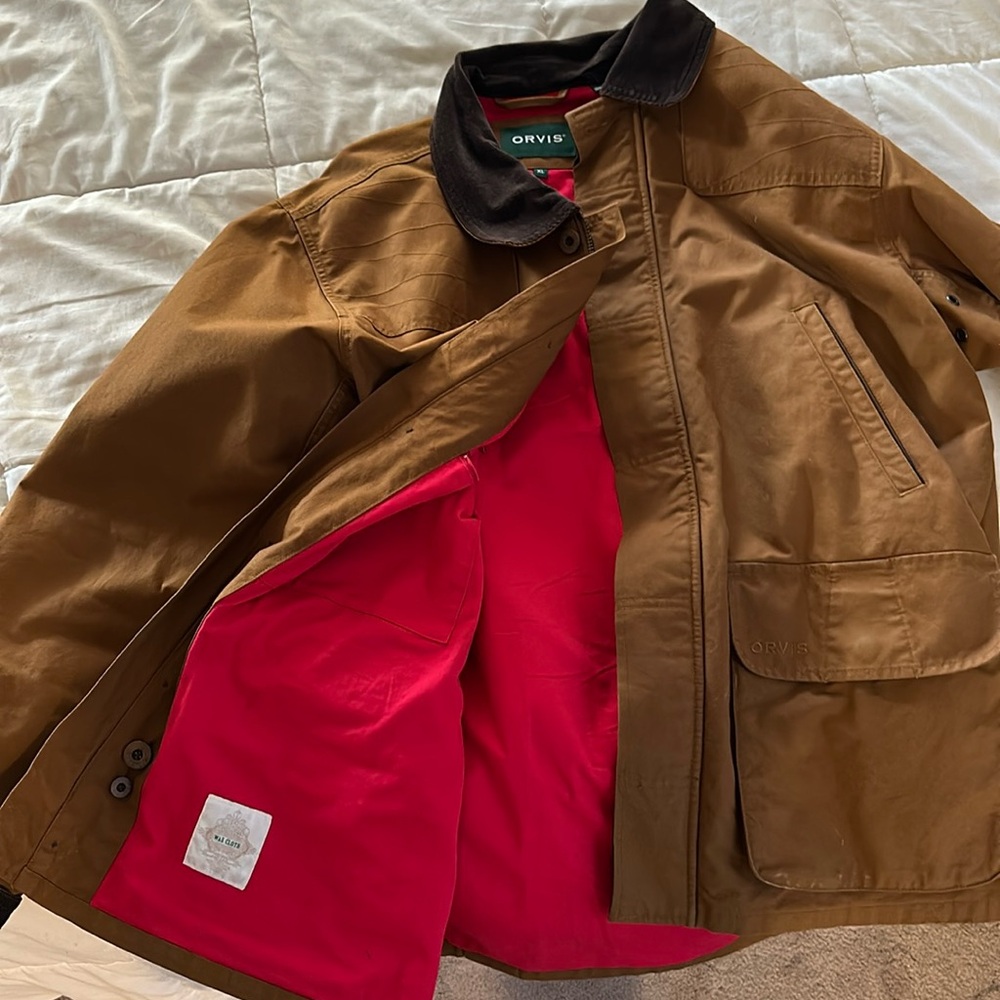 Orvis Heritage Wax Cloth Corduroy Trim Field Coat Jacket Men’s XL EUC